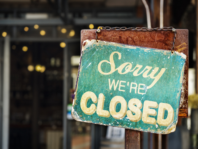 sorry we're closed sign
