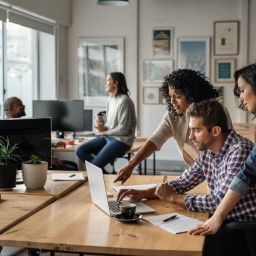 group of people working together in an office