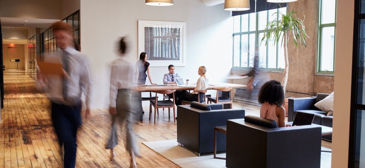 people working at an office