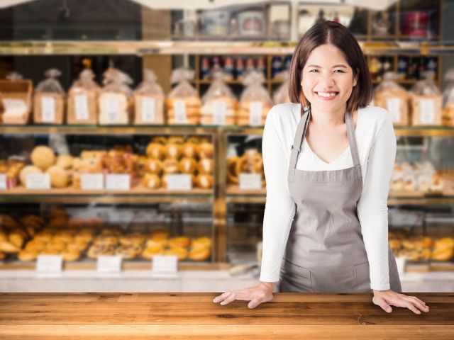 woman at bakery counter