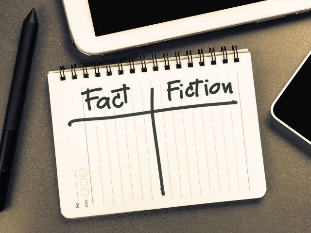 image of fact vs. fiction on a notepad